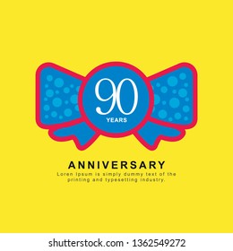 90 Year Anniversary Vector Template Design Illustration, with flat design.