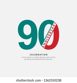 90 Year Anniversary Vector Template Design Illustration, with flat design.