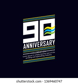 90 Year Anniversary Vector Template Design Illustration, with flat design.