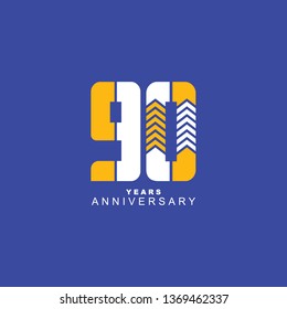 90 Year Anniversary Vector Template Design Illustration, with flat design.