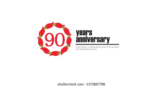 90 Year Anniversary Vector Template Design Illustration, with flat design.