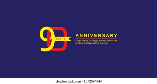 90 Year Anniversary Vector Template Design Illustration, with flat design.