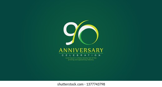 90 Year Anniversary Vector Template Design Illustration, with flat design.