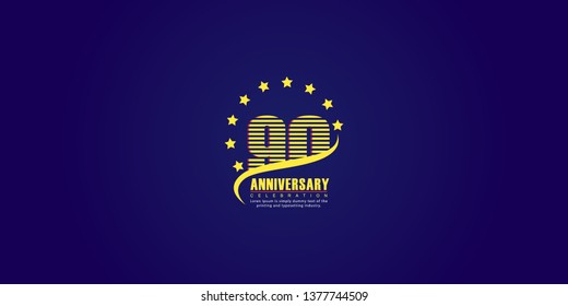90 Year Anniversary Vector Template Design Illustration, with flat design.