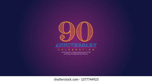 90 Year Anniversary Vector Template Design Illustration, with flat design.