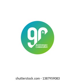 90 year anniversary vector template. Design for your celebration. Design for banner, greeting cards, social media, poster or print.