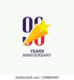 90 Year Anniversary Vector Template Design Illustration, with star icon design.