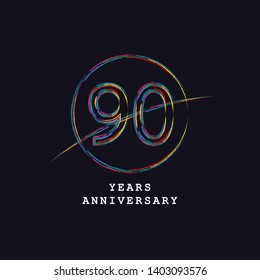 90 Year Anniversary Vector Template Design Illustration