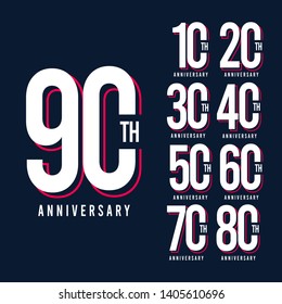 90 Year Anniversary Vector Template Design Illustration