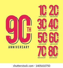 90 Year Anniversary Vector Template Design Illustration