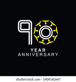 90 Year Anniversary Vector Template Design Illustration.