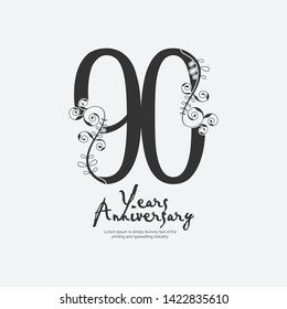 90 Year Anniversary Vector Template Design Illustration.