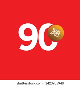 90 Year Anniversary Vector Template Design Illustration. 