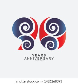 90 Year Anniversary Vector Template Design Illustration.