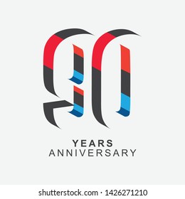 90 Year Anniversary Vector Template Design Illustration.