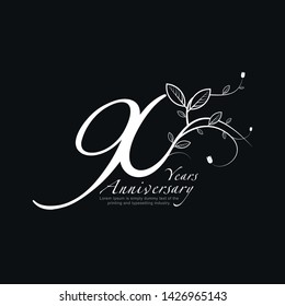 90 Year Anniversary Vector Template Design Illustration.