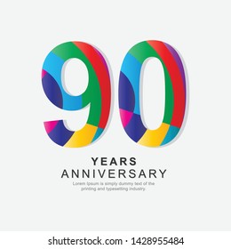 90 Year Anniversary Vector Template Design Illustration.