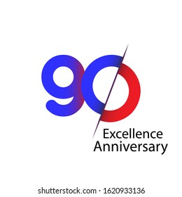 90 Year Anniversary Vector Template Design Illustration