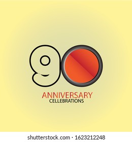 90 Year Anniversary Vector Template Design Illustration