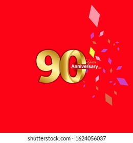 90 Year Anniversary Vector Template Design Illustration