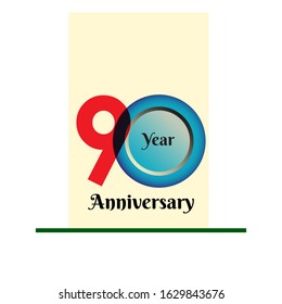 90 Year Anniversary Vector Template Design Illustration