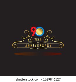 90 Year Anniversary Vector Template Design Illustration