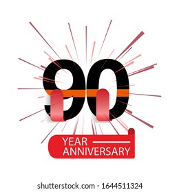 90 Year Anniversary Vector Template Design Illustration