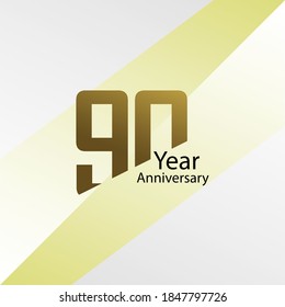 Diseño de plantilla vectorial de 90 años Ilustración Elegante de oro