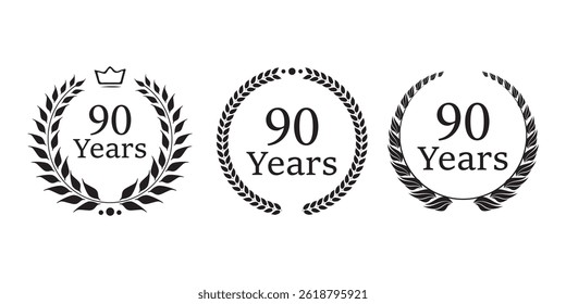 90 Year Anniversary Vector Template Design Illustration on white background,  EPS10