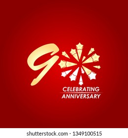 90 Year Celebrating Anniversary Vector Template Design Illustration