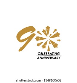 90 Year Celebrating Anniversary Vector Template Design Illustration