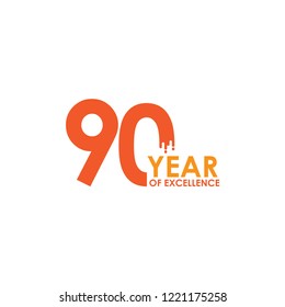 90 Year of Excellence Vector Template Design Illustration