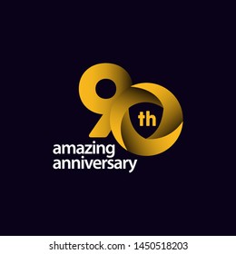90 Years Amazing Anniversary Celebration Vector Template Design Illustration