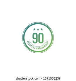 90 Years Anniversary Blue Circle Design Logo Vector Template Illustration