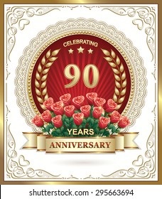 90 years Anniversary card with roses