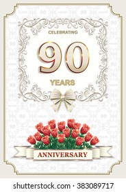 90 years Anniversary card with roses