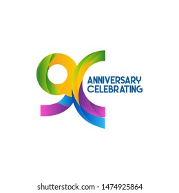 90 Years Anniversary Celebrating Vector Template Design Illustration