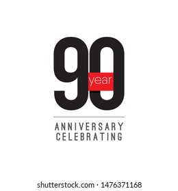 90 Years Anniversary Celebrating Vector Template Design Illustration