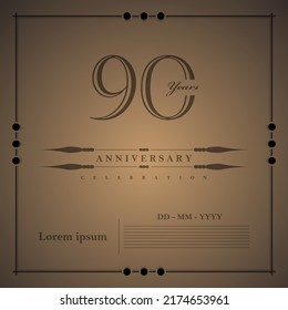 90 Years anniversary celebration 3D vector template design illustration