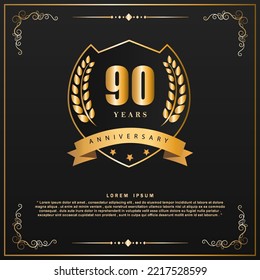 90 years anniversary celebration 3d vector template design illustration