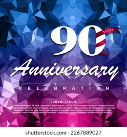 90 Years anniversary celebration 3d vector template design illustration