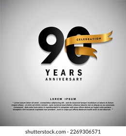 90 Years anniversary celebration 3d vector template design illustration