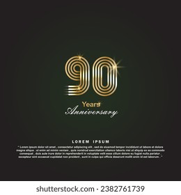 90 Years anniversary celebration 3d vector template design illustration