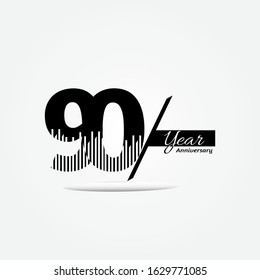 90 Years Anniversary Celebration Black and White Vector Template Design Illustration