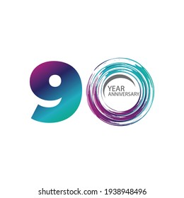90 Years Anniversary Celebration Color Vector Template Design Illustration