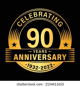 90 years anniversary celebration design template. 90th logo vector illustrations.
