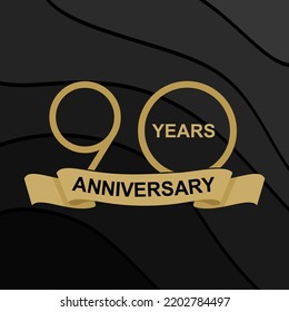 90 Years Anniversary Celebration. Design 90th anniversary celebration. design golden on black background. Vector Template Design Illustration