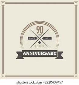  90 years anniversary celebration design template. 90th vintage logo vector illustrations.
