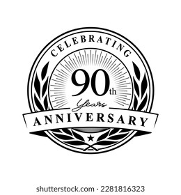 90 years anniversary celebration design template. 90th logo vector illustration.