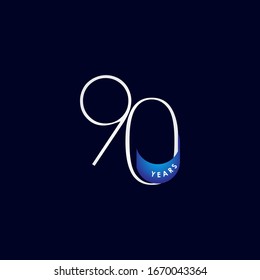 90 Years Anniversary Celebration Elegant Number Vector Template Design Illustration